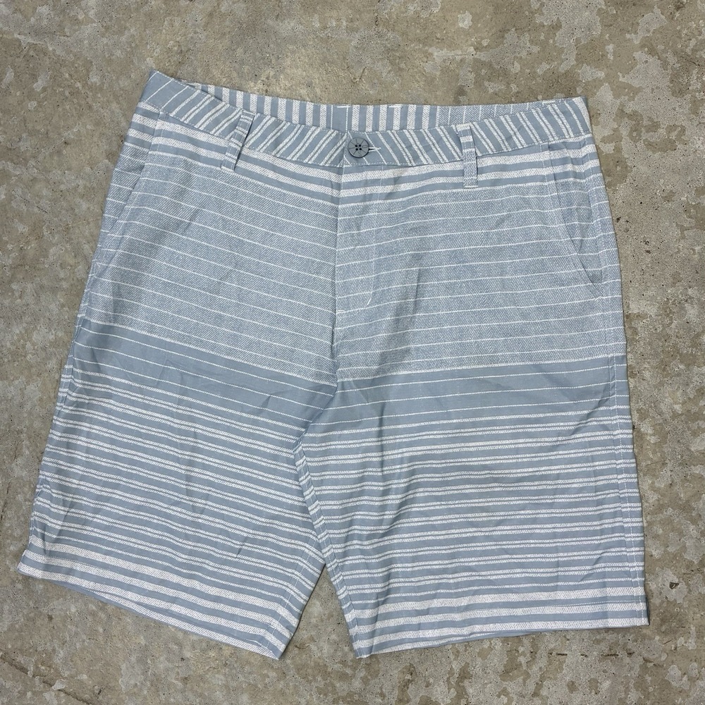 Lost Enterprises Hybrid Shorts Mens 34 Blue Stripe Walkshort 10" Swim Stretch